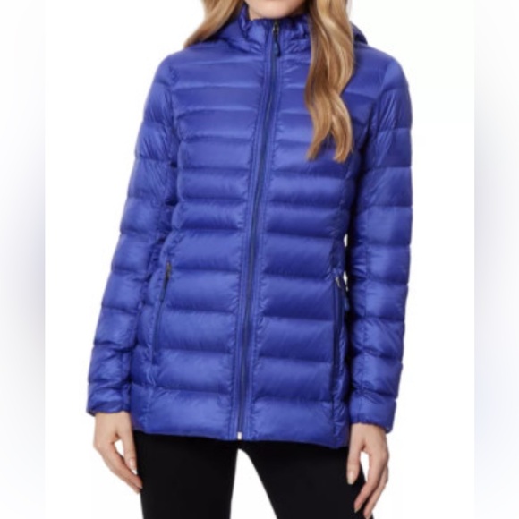 32 DEGREE NWOT Women’s Packable Hooded Lightweight Water Resistant Blue Puffer - Picture 1 of 13